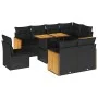 Set sofás jardín y cojines 9 pzas ratán sintético acacia negro by , Garden sets - Ref: Foro24-3327723, Price: 638,25 €, Disco...
