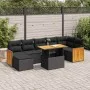 Set sofás jardín y cojines 7 pzas ratán sintético acacia negro by , Garden sets - Ref: Foro24-3327737, Price: 534,54 €, Disco...