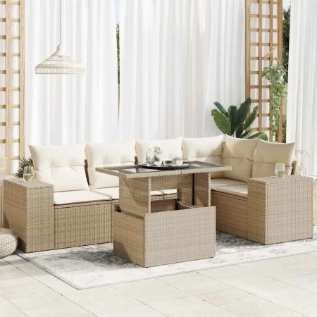 Juego de sofás jardín con cojines 6 pzas ratán sintético beige von , Gartensets - Ref: Foro24-3326799, Preis: 531,23 €, Rabat...