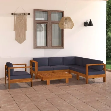 Gartenmöbel 7-teilig mit dunkelgrauen Akazienholzkissen von vidaXL, Gartensets - Ref: Foro24-3057955, Preis: 948,81 €, Rabatt: %