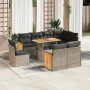 Set sofás jardín y cojines 9 pzas ratán sintético acacia gris de , Conjuntos de jardín - Ref: Foro24-3327728, Precio: 648,90 ...