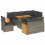 Set sofás jardín y cojines 9 pzas ratán sintético acacia gris von , Gartensets - Ref: Foro24-3327728, Preis: 636,22 €, Rabatt: %