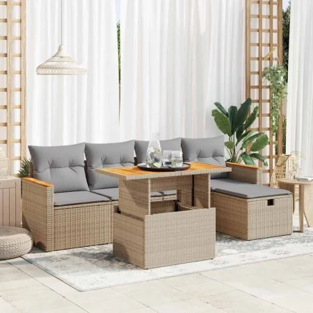 Juego de sofás jardín con cojines 6 pzas ratán sintético beige von , Gartensets - Ref: Foro24-3328109, Preis: 405,36 €, Rabat...