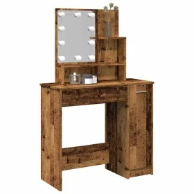 Tocador con luces LED madera envejecida 86,5x35x136 cm de , Mesas - Ref: Foro24-857023, Precio: 105,56 €, Descuento: %