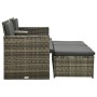 Set de muebles de jardín 3 pzas y cojines ratán sintético gris