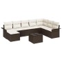 Conjunto de sofá de jardín con cojín 9 pcs Marrón Poliratán