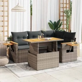 Set sofás jardín y cojines 4 pzas ratán sintético acacia gris von , Gartensets - Ref: Foro24-3327595, Preis: 378,17 €, Rabatt: %
