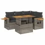 Set sofás jardín y cojines 4 pzas ratán sintético acacia gris de , Conjuntos de jardín - Ref: Foro24-3327595, Precio: 378,17 ...