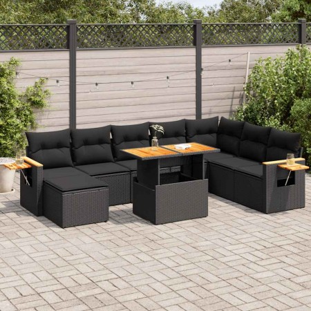 Set sofás jardín y cojines 7 pzas ratán sintético acacia negro von , Gartensets - Ref: Foro24-3327632, Preis: 641,64 €, Rabat...
