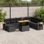 Set sofás jardín y cojines 7 pzas ratán sintético acacia negro by , Garden sets - Ref: Foro24-3327632, Price: 609,63 €, Disco...