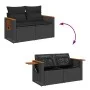 Set sofás jardín y cojines 7 pzas ratán sintético acacia negro by , Garden sets - Ref: Foro24-3327632, Price: 609,63 €, Disco...