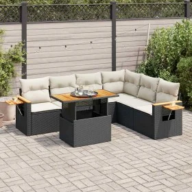 Set sofás jardín y cojines 6 pzas ratán sintético acacia negro by , Garden sets - Ref: Foro24-3327605, Price: 469,58 €, Disco...