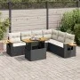 Set sofás jardín y cojines 6 pzas ratán sintético acacia negro by , Garden sets - Ref: Foro24-3327605, Price: 470,61 €, Disco...