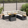 Set sofás jardín y cojines 6 pzas ratán sintético acacia negro von , Gartensets - Ref: Foro24-3327605, Preis: 478,00 €, Rabat...