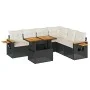 Set sofás jardín y cojines 6 pzas ratán sintético acacia negro by , Garden sets - Ref: Foro24-3327605, Price: 470,61 €, Disco...