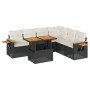 Set sofás jardín y cojines 6 pzas ratán sintético acacia negro von , Gartensets - Ref: Foro24-3327605, Preis: 478,00 €, Rabat...