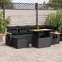 Set sofás jardín y cojines 7 pzas ratán sintético acacia negro von , Gartensets - Ref: Foro24-3327618, Preis: 516,19 €, Rabat...