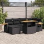 Set sofás jardín y cojines 7 pzas ratán sintético acacia negro by , Garden sets - Ref: Foro24-3327618, Price: 536,01 €, Disco...