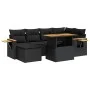 Set sofás jardín y cojines 7 pzas ratán sintético acacia negro von , Gartensets - Ref: Foro24-3327618, Preis: 516,19 €, Rabat...