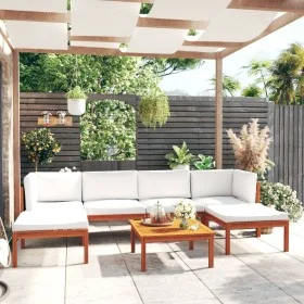 Gartenmöbel 7 Stück cremefarbene Kissen aus massivem Akazienholz von vidaXL, Gartensets - Ref: Foro24-3057897, Preis: 665,63 ...