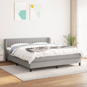 Cama box spring con colchón tela gris claro 180x200 cm Cama box spring con colchón tela gris claro 180x200 cm