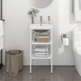 Estructura de baño con lavabo incorporado hierro blanco by , bathroom vanities - Ref: Foro24-3101373, Price: 139,33 €, Discou...