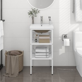Estructura de baño con lavabo incorporado hierro blanco von , Badezimmerwaschtische - Ref: Foro24-3101373, Preis: 141,50 €, R...
