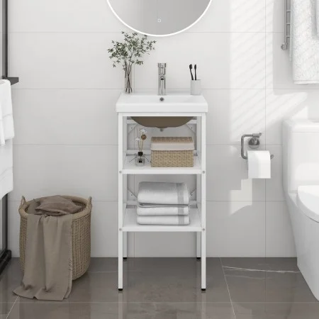 Estructura de baño con lavabo incorporado hierro blanco de , Tocadores de baño - Ref: Foro24-3101373, Precio: 139,30 €, Descu...