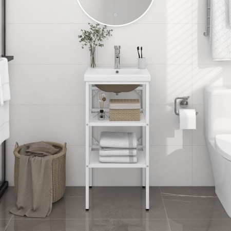 Estructura de baño con lavabo incorporado hierro blanco von , Badezimmerwaschtische - Ref: Foro24-3101373, Preis: 141,50 €, R...