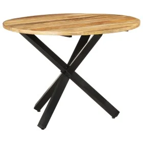 Mesa de comedor madera de mango rugosa redonda 100x100x75 cm by , Kitchen and dining tables - Ref: Foro24-321681, Price: 258,...