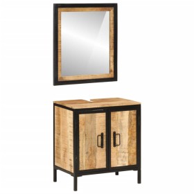 Conjunto de muebles de baño 2 pzas madera maciza mango y hierro by , Bathroom furniture - Ref: Foro24-3217114, Price: 201,54 ...