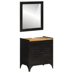 Conjunto de muebles de baño 2 pzas madera maciza mango y hierro de , Muebles de baño - Ref: Foro24-3217109, Precio: 219,19 €,...