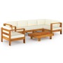 Gartenmöbel 7 Stück Kissen weiß cremefarbenes Akazienholz von vidaXL, Gartensets - Ref: Foro24-3057934, Preis: 897,72 €, Raba...