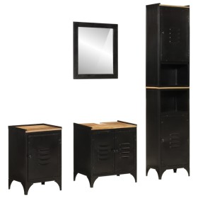 Conjunto de muebles de baño 4 pzas madera maciza mango y hierro de , Muebles de baño - Ref: Foro24-3217111, Precio: 532,47 €,...