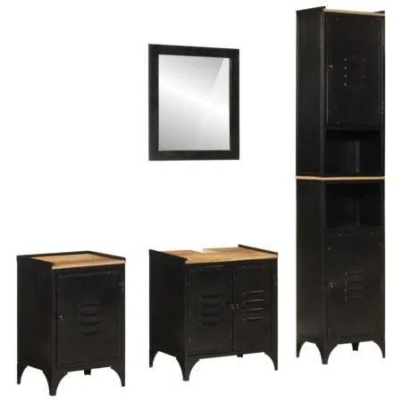 Conjunto de muebles de baño 4 pzas madera maciza mango y hierro de , Muebles de baño - Ref: Foro24-3217111, Precio: 501,30 €,...