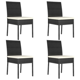 Garten-Esszimmerstühle, 4 Einheiten, schwarzes synthetisches Rattan von vidaXL, Gartenstühle - Ref: Foro24-315107, Preis: 225...