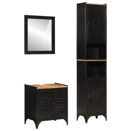 Conjunto de muebles de baño 3 pzas madera maciza mango y hierro von , Badezimmermöbel - Ref: Foro24-3217110, Preis: 457,94 €,...