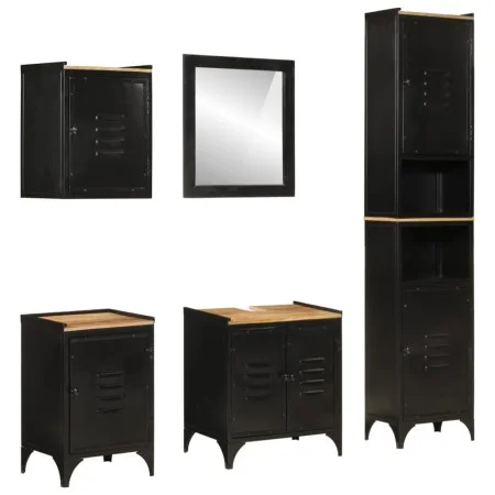 Conjunto de muebles de baño 5 pzas madera maciza mango y hierro von , Badezimmermöbel - Ref: Foro24-3217112, Preis: 615,62 €,...