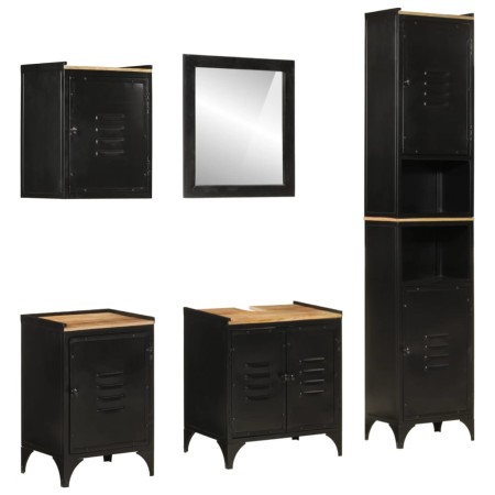 Conjunto de muebles de baño 5 pzas madera maciza mango y hierro von , Badezimmermöbel - Ref: Foro24-3217112, Preis: 653,02 €,...