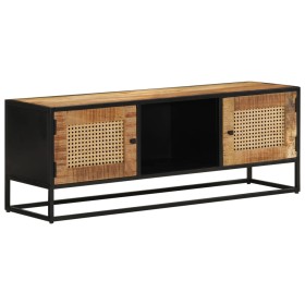 TV furniture untreated mango wood and iron 110x30x40 cm by , TV Furniture - Ref: Foro24-353887, Price: 201,40 €, Discount: %
