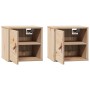 Armarios de pared 2 uds madera maciza de pino 31,5x30x30 cm