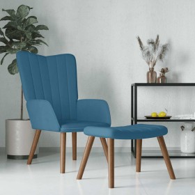 Sillón de relax con taburete terciopelo azul de , Sillones - Ref: Foro24-327676, Precio: 114,73 €, Descuento: %