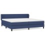 Cama box spring con colchón tela azul 200x200 cm