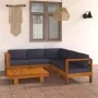 Muebles de jardín 6 pzas con cojines gris oscuro madera acacia de vidaXL, Conjuntos de jardín - Ref: Foro24-3057954, Precio: ...