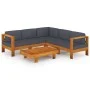 Muebles de jardín 6 pzas con cojines gris oscuro madera acacia de vidaXL, Conjuntos de jardín - Ref: Foro24-3057954, Precio: ...