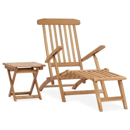 Teak solid wood sun lounger with footrest and side table by vidaXL, Loungers - Ref: Foro24-315376, Price: 216,41 €, Discount: %