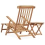 Teak solid wood sun lounger with footrest and side table by vidaXL, Loungers - Ref: Foro24-315376, Price: 230,08 €, Discount: %
