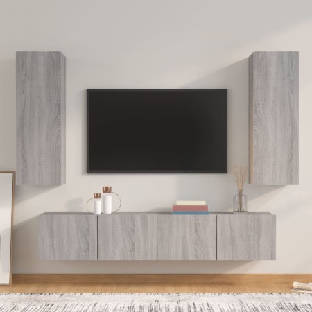 4-teiliges TV-Möbelset Sperrholz Sonoma grau von , TV-Möbel - Ref: Foro24-3114204, Preis: 151,76 €, Rabatt: %