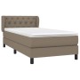 Cama box spring con colchón tela gris taupe 80x200 cm