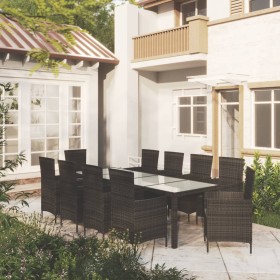 Set comedor de jardín 11 piezas y cojines ratán sintético negro de , Conjuntos de jardín - Ref: Foro24-3094872, Precio: 935,3...